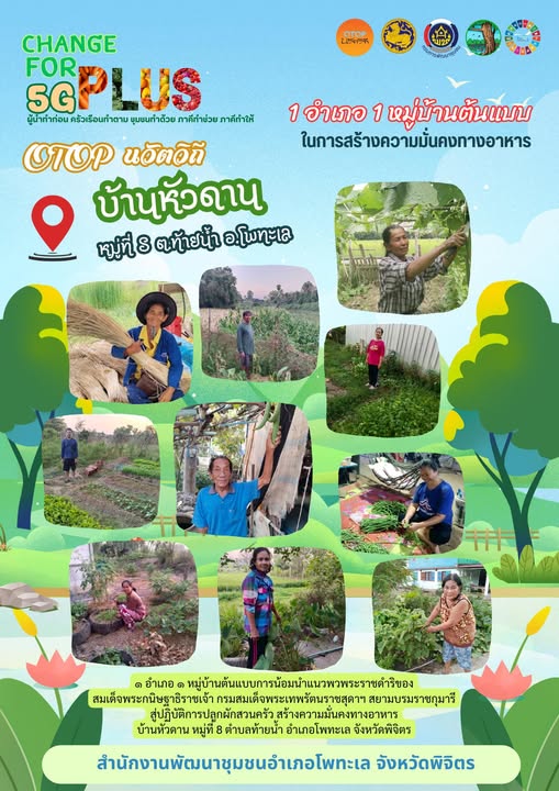  พช.โพทะเล จังหวัดพิจิตร ขอเชิญชวนทุกท่านร่วมท่องเที่ยวหมู่บ้าน OTOP นวัตวิถีบ้านหัวดาน  ขับเคลื่อนโครงการ 1 อำเภอ 1 หมู่บ้านต้นแบบการน้อมนำแนวพระราชดำริ ของ สมเด็จพระกนิษฐาธิราชเจ้า กรมสมเด็จพระเทพรัตนราชสุดาฯ สยามบรมราชกุมารี สู่การปฏิบัติอย่างเป็นรูปธรรม ด้วยกิจกรรมปลูกผักสวนครัว สร้างความมั่นคงทางอาหารอย่างยั่งยืน 